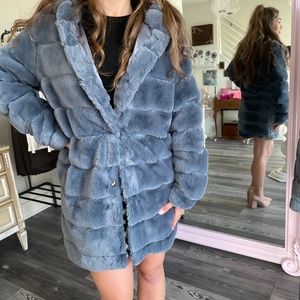 Light Blue Faux Fur Jacket / Coat